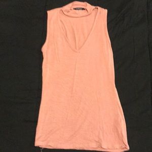 Pink choker neck tank top